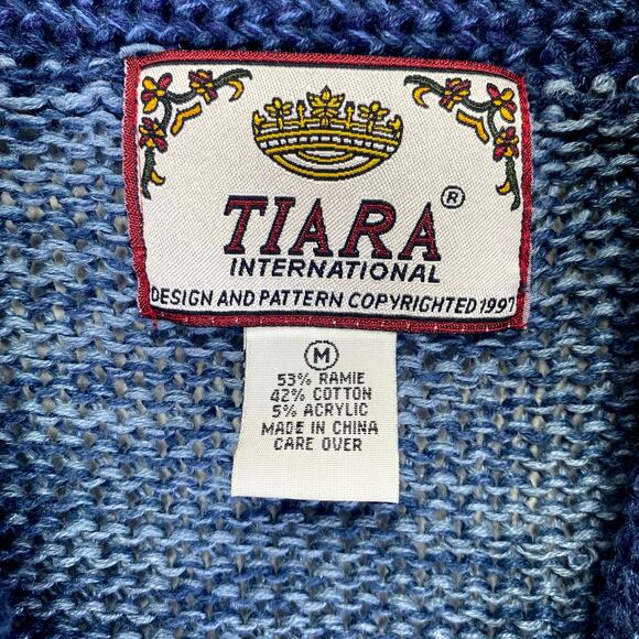 Vintage Tiara International Cardigan Sweater Womens M Floral Butterfly Boho 90s - Picture 2 of 12